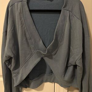 POL Blue V-Neck Cross Front Sweater